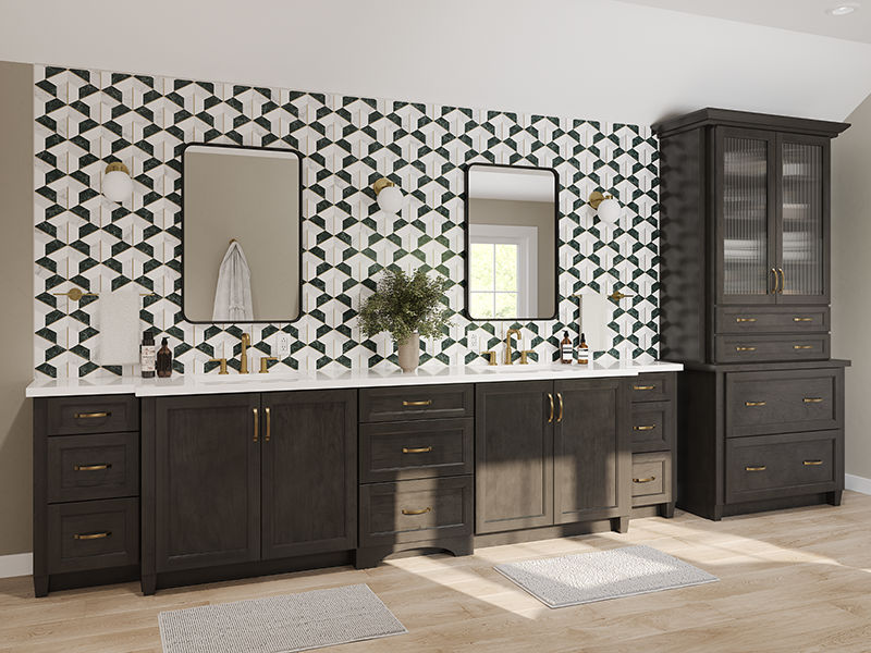 large slate cabinets bathroom vanity with two sinks