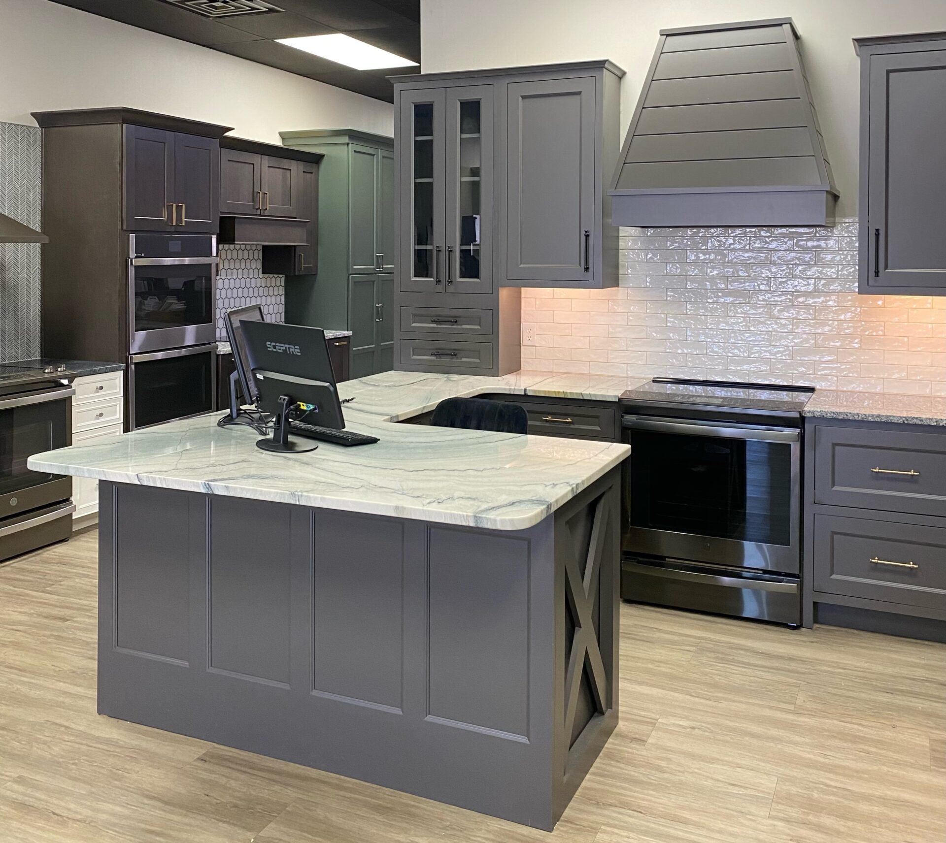 Gray showroom kitchen in Bel Air MD