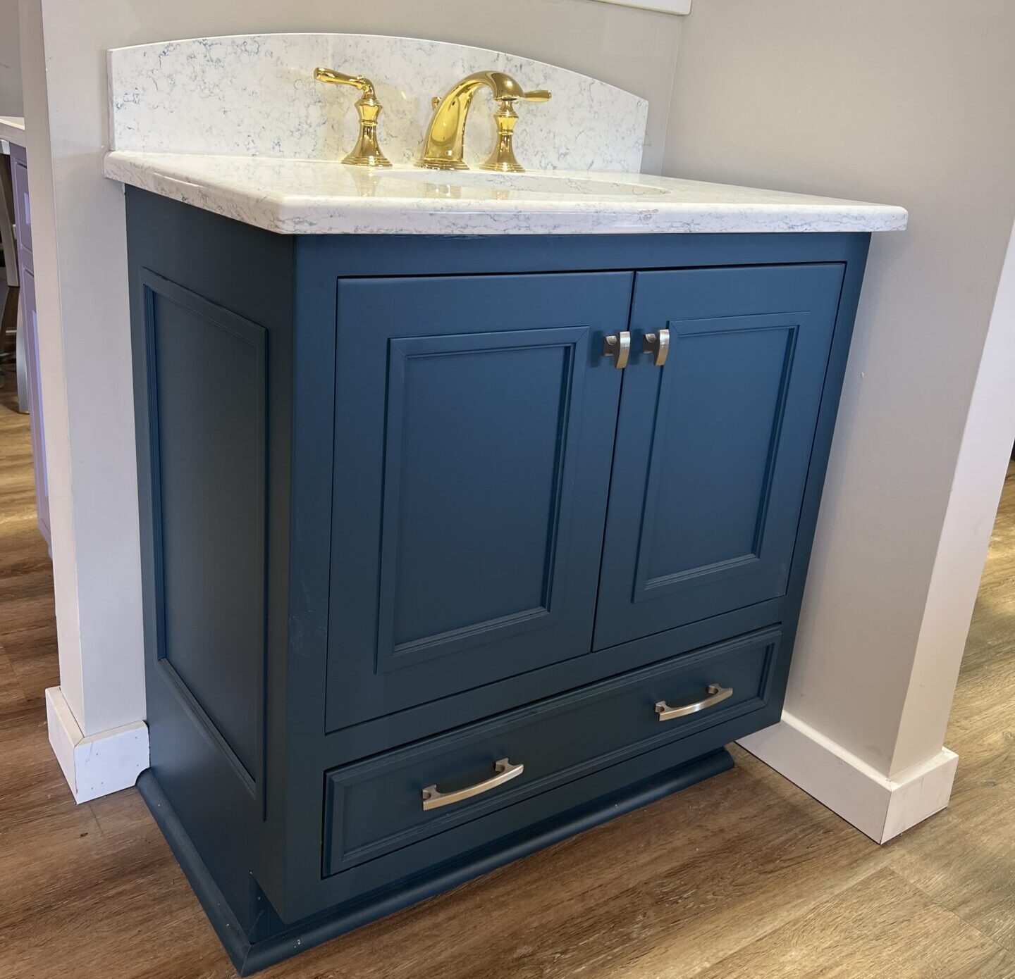 BKT Wilmington De Showroom blue bathroom vanity