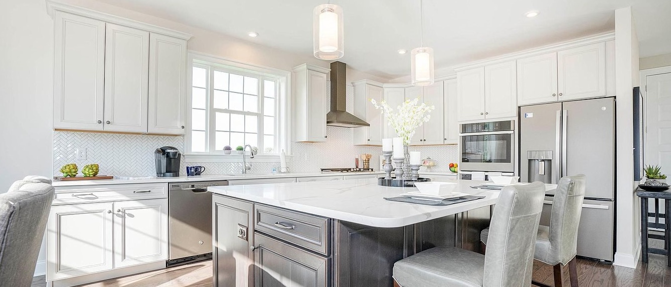 Newly painted white cabinets
