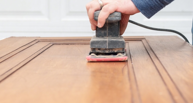 Sanding kitchen cabinet